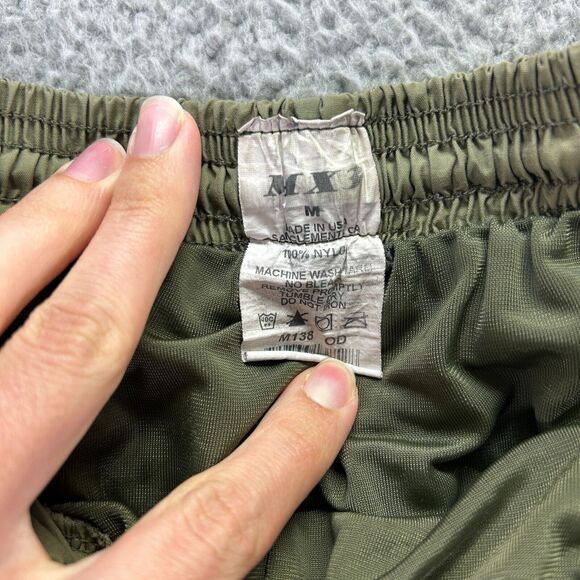 MX3 Mens Army Green Solid Nylon Elastic Waist Drawstring Running Shorts Size M - Picture 2 of 7